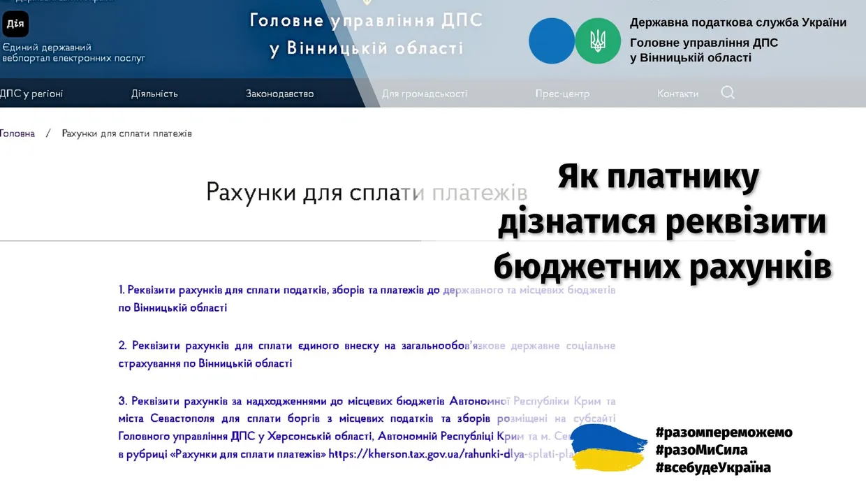 Як платнику дізнатися реквізити бюджетних рахунків Як платнику дізнатися реквізити бюджетних рахунків
