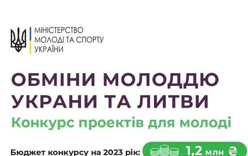 Прийом заявок на конкурс проєктів у межах обмінів молоддю України та Литви